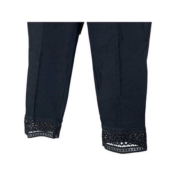 SUSAN GRAVER Ultra Stretch Crop Pant with Crochet Trim Black Petite 8 - Picture 2 of 5